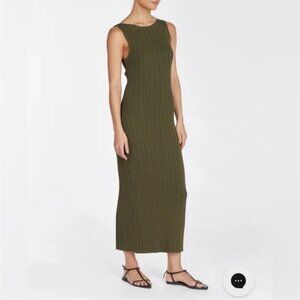 Quince Cotton Cashmere Ribbed Sleeveless Midi Dress